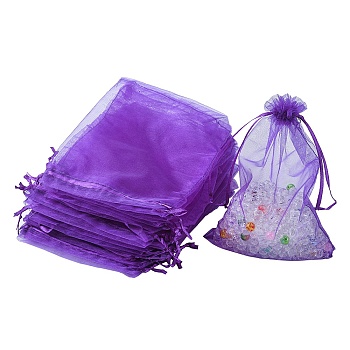 Organza Bags Jewellery Storage Pouches, Wedding Favour Party Mesh Drawstring Gift Bags, Blue Violet, 18x13cm