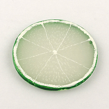 Resin Fruit Pendants, Lemon/Flat Round, Sea Green, 48x3mm, Hole: 2mm