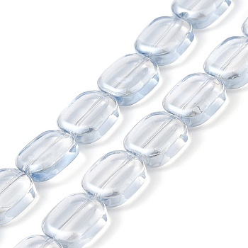 Transparent Electroplate Glass Bead Strands, Pearl Luster Plated, Rectangle, Light Steel Blue, 12x10x4.5mm, Hole: 1mm, about 55pcs/strand, 25.98''(66cm)