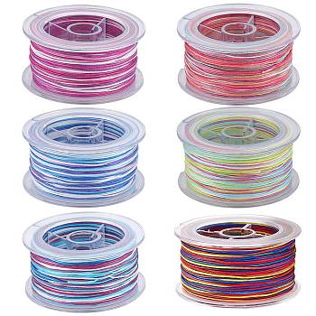 6 Rolls 6 Colors Segment Dyed Polyester Thread, Braided Cord, Mixed Color, 0.8mm, about 10.93 yards(10m)/roll, 1 roll/color