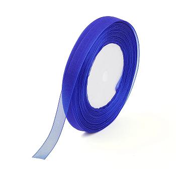 Organza Ribbon, Blue, 3/8 inch(10mm), 50yards/roll(45.72m/roll), 10rolls/group, 500yards/group(457.2m/group)