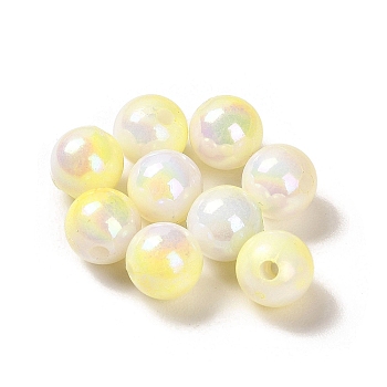 Opaque Acrylic Beads, Gradient Colorful, Round , Champagne Yellow, 8mm, Hole: 1.8mm, about 2083pcs/500g