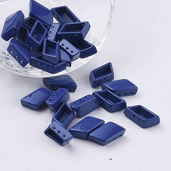 Spray Painted Alloy Multi-Strand Links, For Tile Elastic Bracelets Making, Rhombus, Marine Blue, 14x8x4.8mm, Hole: 0.8mm