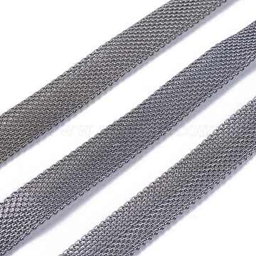 Gunmetal Iron Mesh Chains Network Chains, with Spool, Unwelded, about: 10mm wide, 2mm thick, about 164.04 Feet(50m)/roll(CHN014Y-B)