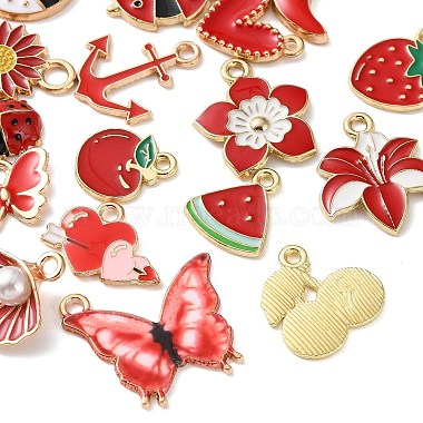 Red Alloy Enamel Pendants(AL-CBADB2B-18G)-2