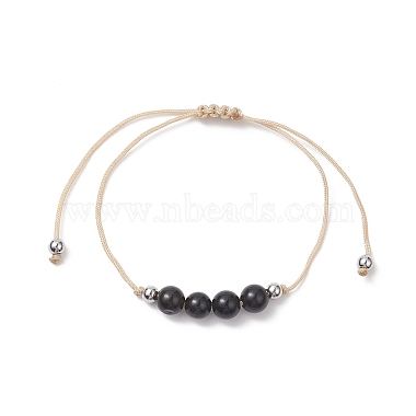 3Pcs 3 Style Natural Obsidian Braided Bead Bracelets Set(BJEW-JB09334-03)-3