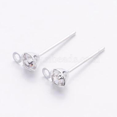 Silver Color Plated Brass Post Earring Findings(X-EC592-S)-2