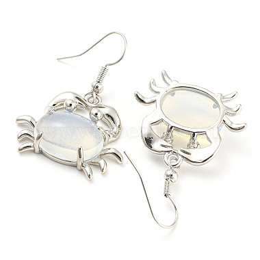 Boucles d'oreilles pendantes en forme de crabe avec pierres précieuses naturelles et synthétiques(G-Z033-13P)-3