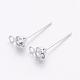 Silver Color Plated Brass Post Earring Findings(X-EC592-S)-2