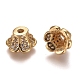 6-Petal Brass Micro Pave Clear Cubic Zirconia Bead Caps(ZIRC-G153-26G)-1