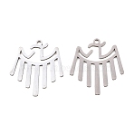 201 Stainless Steel Pendants, Bird Charms, Stainless Steel Color, 21.5x20x1mm, Hole: 1.4~1.5mm(STAS-B135-01P)