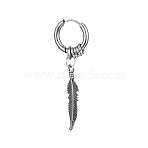 304 Stainless Steel Feather Hoop Earrings, Stainless Steel Color, 25x10mm(FS-WG60A23-02)