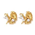 304 Stainless Steel with ABS Plastic Pearl Pendants, Fox Charms, Ion Plating(IP), Golden, 23x25x4mm, Hole: 2mm(SA-L002-08G)