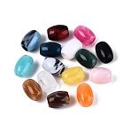 Two Tone Acrylic European Beads, Large Hole Beads, Barrel, Mixed Color, 13.5~14x10~10.5mm, Hole: 5mm, about 615pcs/500g(OACR-N161-01)