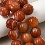 Natural Agate Beads Strands, Dyed & Heated, Pumpkin, Red, 16mm, Hole: 1.4mm, about 25pcs/strand, 15.35''(39cm)(G-P614-B01-01)
