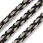 201 Stainless Steel Byzantine Chains, Soldered, without Spool/Card Paper, Stainless Steel Color, Black, 18x8.5x8mm(SA-E001-14BP-03)