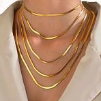 304 Stainless Steel Snake Chain Necklaces for Women, Golden, 5mm, 15.75 inch(40cm)(WG80FEF-16)