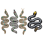4Pcs 4 Styles Sew on Patches, Costume Accessories, Snake, 98~140x37~64x4~6mm, 1pc/style(PATC-FG0002-87)