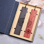 Rectangle Handmade Natural Wooden Carving Bookmarks, Chinese Style Book Mark Gift for Book Lovers, Teachers, Reader, Flower Pattern, 143x28x2mm, 2pcs/set(OFST-PW0006-22K)