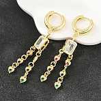 Brass Micro Pave Cubic Zirconia Chandelier Earrings, Rectangle, Hoop Earrings for Women, Lead Free & Cadmium Free, Rack Plating, Long-Lasting Plated, Real 18K Gold Plated, 57x11mm(KK-CBA8324-15G)