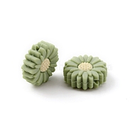 Silicone Beads, Daisy, Dark Sea Green, 19.5x7.5mm, Hole: 1.6mm(SIL-WH0009-03I)