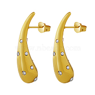 304 Stainless Steel Stud Earrings, Teardrop, Golden, 29x8mm(UP2648-8)