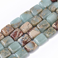 Natural Aqua Terra Jasper Beads Strands, Rectangle, 10x8x4~5mm, Hole: 1mm, about 38~40pcs/strand, 15.94 inch(40.5cm)(X-G-S366-016)