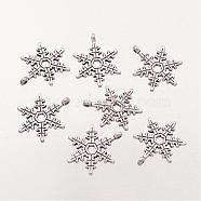 Christmas Snowflake Tibetan Style Alloy Pendants, Lead Free and Cadmium Free, Antique Silver, 23x17.5mm, Hole: 1.5mm(A0353Y)