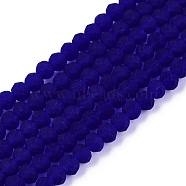 Transparent Glass Beads Strands, Faceted, Frosted, Rondelle, Dark Blue, 2.9~3.3mm, Hole: 1mm, about 148~150pcs/strand, 39.5~40cm(EGLA-A044-T2mm-MD06)