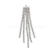 Alloy with Rhinestone Cup Chains Tassel Pendants, Platinum, 68x10.5mm, Hole: 1.6mm(EJEW-B036-04P)