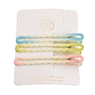 Oval Spray Painted Iron Alligator Hair Clips for Girls, Mixed Color, 12x80x12.5mm, 3pcs/crard(PHAR-A011-12)