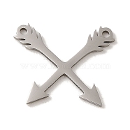 201 Stainless Steel Pendants, Laser Cut, Arrow Charm, Stainless Steel Color, 16x19x1mm, Hole: 1.2mm(STAS-E217-33P)