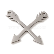 Non-Tarnish 201 Stainless Steel Pendants, Laser Cut, Arrow Charm, Stainless Steel Color, 16x19x1mm, Hole: 1.2mm(STAS-E217-33P)