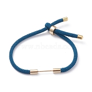 Braided Nylon Cord Bracelet Making, with Brass Findings, Blue, 9-1/2 inch(24cm), Link: 30x4mm(MAK-A017-D01-05G)