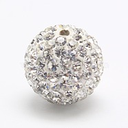 Polymer Clay Middle East Rhinestone Beads, Round Disco Ball Beads, Crystal, 8mm, Hole: 0.8mm(RB-D075-8mm-01)