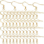 120Pcs 4 Styles 304 Stainless Steel French Earring Hooks, Flat Earring Hooks, Ear Wire, with Horizontal Loop, Real 18K Gold Plated, 15~20x17~20x2~3mm, hole: 1.8~2mm,  21 Gauge, Pin: 0.7mm, 30pcs/style(STAS-SC0008-20A)