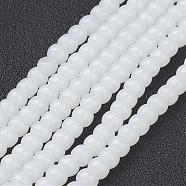 Imitation Jade Glass Beads Strands, Round, White, 4mm, Hole: 1mm, 11 inch(GMR4mmC26)