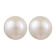 Natural Pearl Ear Studs, with Sterling Silver Findings, Round, Platinum, 17.5x7mm(EJEW-P286-06P)