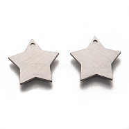 304 Stainless Steel Pendants, Stamping Blank Tag, Laser Cut, Double Side Drawbench Effect, Star, Stainless Steel Color, 13.5x13.5x1mm, Hole: 1mm(STAS-O133-03G-P)