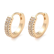 Brass Micro Pave Clear Cubic Zirconia Hoop Earrings, Real 18K Gold Plated, 11.5x12x3mm(EJEW-S234-01G)