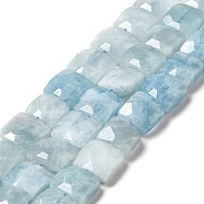 Natural Aquamarine Beads Strands, Faceted, Square, 10x10x6mm, Hole: 1~1.2mm, about 19~20pcs/strand, 7.09~7.48 inch(18~19cm)(G-G980-09)