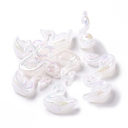 Opaque Acrylic Pendants, Swan Charms, White, 40x33.5x15mm, Hole: 3.1mm(OACR-E007-05C)