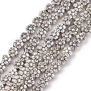 Tibetan Style Flower Alloy Bead Strands, Lead Free & Cadmium Free & Nickel Free, Antique Silver, 5.2mm, Hole: 1.5mm, about 42pcs/strand, 8 inch(TIBEB-O007-01-NR)