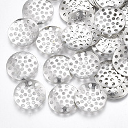 Iron Finger Ring/Brooch Sieve Findings, Perforated Disc Settings, Nickel Free, Platinum, 14x1mm, Hole: 1.2mm(IFIN-T007-46P-NF)