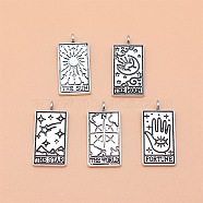 5Pcs 5 Style Tibetan Style Alloy Pendants, Tarot Sets, Antique Silver, 22x13mm(PW-WG23267-01)