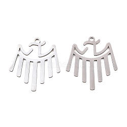 201 Stainless Steel Pendants, Bird Charms, Stainless Steel Color, 21.5x20x1mm, Hole: 1.4~1.5mm(STAS-B135-01P)