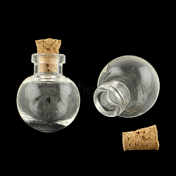 Round Glass Bottle for Bead Containers, with Cork Stopper, Wishing Bottle, Clear, 24.5x20mm, Hole: 5.5mm, Bottleneck: 9.5mm in diameter, Capacity: 2.5ml(0.08 fl. oz)(X1-AJEW-R045-01)