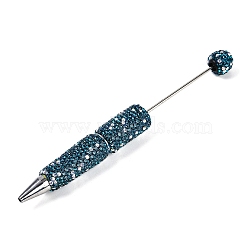 Iron Beadable Pen, Ball-Point Pen, with Polymer Clay Rhinestone, for DIY Personalized Pen with Jewelry Beads, Random Underlay, Blue Zircon, 149x16mm(AJEW-R001-01C)