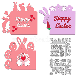 Easter Carbon Steel Cutting Dies Stencils, for DIY Scrapbooking, Photo Album, Decorative Embossing Paper Card, Stainless Steel Color, Rabbit, 77~90x98~102x0.8mm, 2pcs/set(DIY-WH0309-1643)