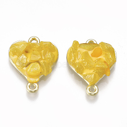Alloy Links connectors, with Gemstone and Enamel, Heart, Light Gold, Gold, 20x16x6mm, Hole: 1.5mm(ENAM-S016-32D)